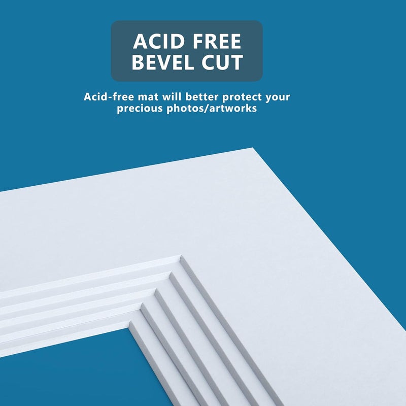 Somime 10 Pack Pre-Cut 11 x 14 White Picture Mats for 8x10 Photos - White Core Bevel Cut Frame Matte, Acid Free, Ideal for Frames/Artwork/Prints - Image 5